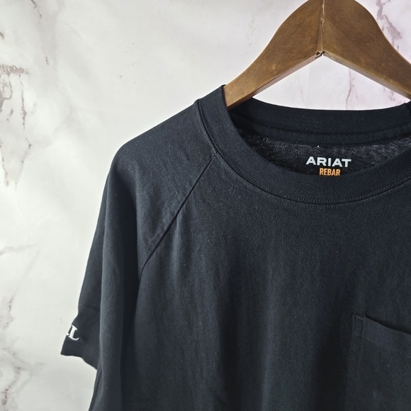 Ariat T Shirt Mens XL Black Rebar Pocket Tee Short Sleeve Heavyweight Crew Neck - Picture 2 of 10